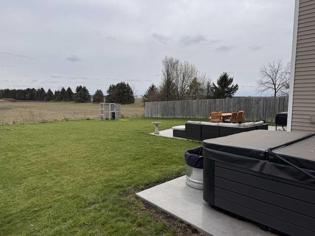 1131 Odell Farm Ln, Vicksburg, MI 49097 - view of yard with a hot tub, an outdoor living space, and a patio