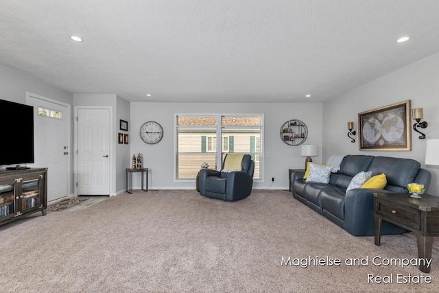 5231 E Scenic Turn Ln, Holland, MI 49423 - carpeted living room featuring recessed lighting and a textured ceiling