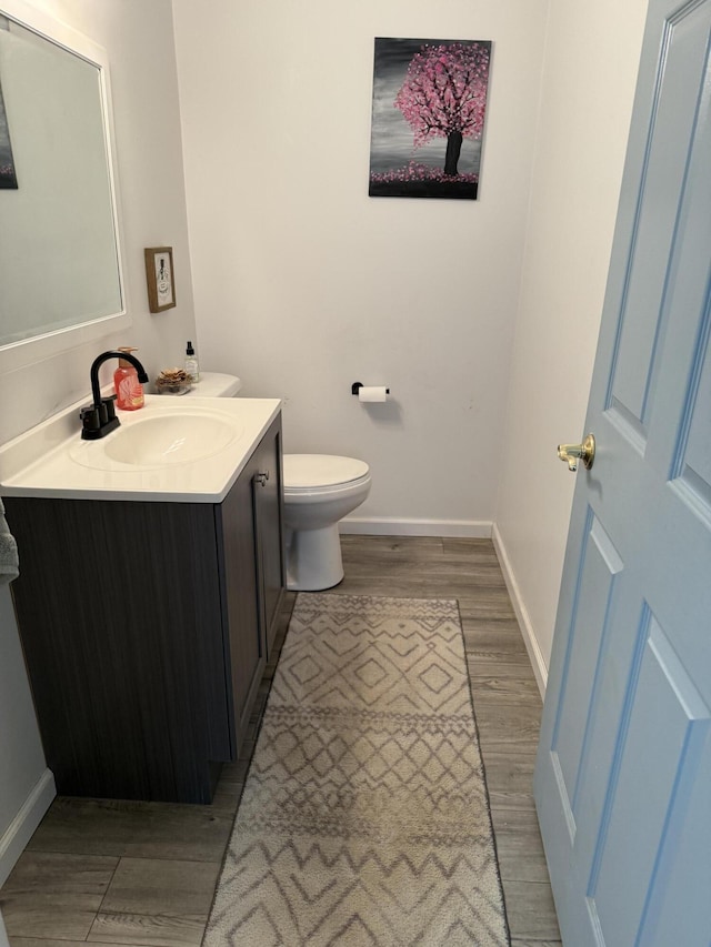 11199 Edgewood Rd, Bellevue, MI 49021 - half bathroom with vanity and wood finished floors