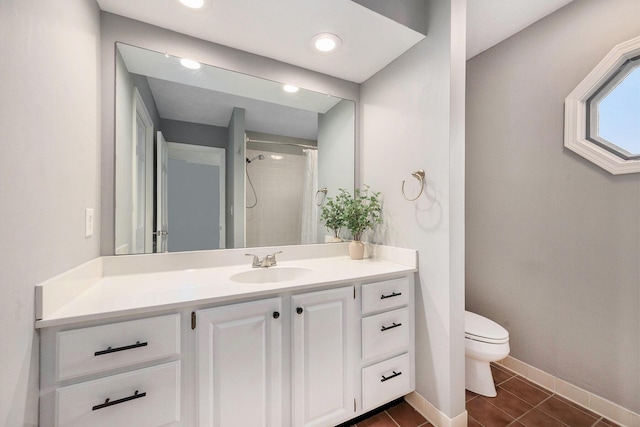 3395 Breckland Ct, Ann Arbor, MI 48108 - full bathroom featuring vanity, curtained shower, tile patterned floors, and recessed lighting