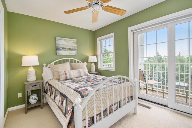 18418 Dunecrest Dr Unit 9, New Buffalo, MI 49117 - bedroom with carpet, access to outside, and ceiling fan