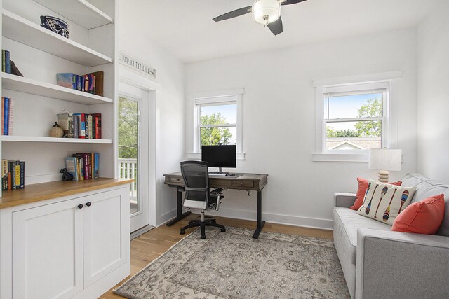 7285 Maple St, South Haven, MI 49090 - office space with light wood-style floors, a ceiling fan, and healthy amount of natural light