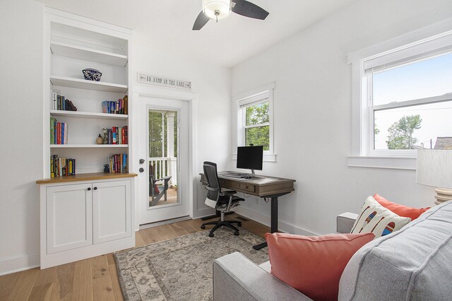 7285 Maple St, South Haven, MI 49090 - office featuring ceiling fan and light wood-style flooring