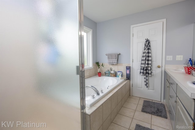 3167 Blackheath Ct, Port Huron, MI 48060 - bathroom featuring a bath, tile patterned flooring, double vanity, and a stall shower