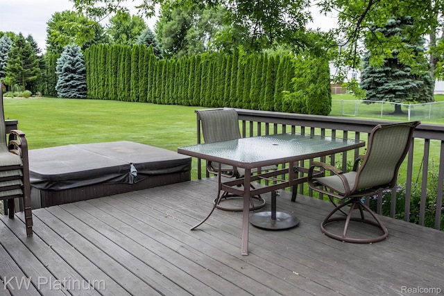 3167 Blackheath Ct, Port Huron, MI 48060 - wooden deck featuring a covered hot tub and outdoor dining area