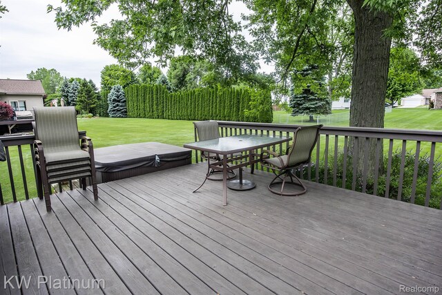 3167 Blackheath Ct, Port Huron, MI 48060 - wooden terrace with a covered hot tub and a lawn