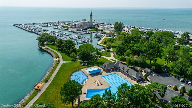 20740 Marter Rd, Grosse Pointe Woods, MI 48236 - aerial view of a large body of water and numerous boat docks