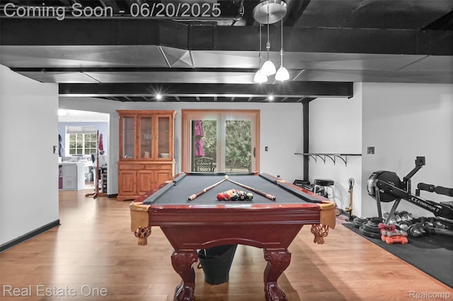 9806 Goldfinch Ct, Saline, MI 48176 - rec room with wood finished floors and billiards