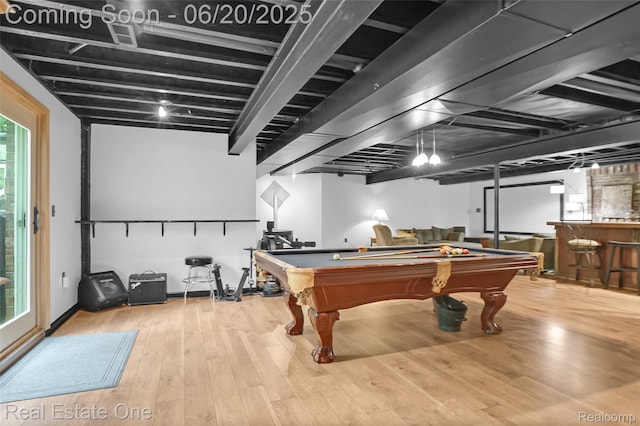 9806 Goldfinch Ct, Saline, MI 48176 - game room featuring pool table, wood finished floors, and bar