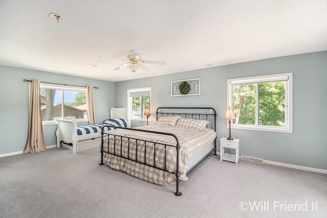 10296 S Lakeside Ridge Rd, Baldwin, MI 49304 - carpeted bedroom with multiple windows and ceiling fan