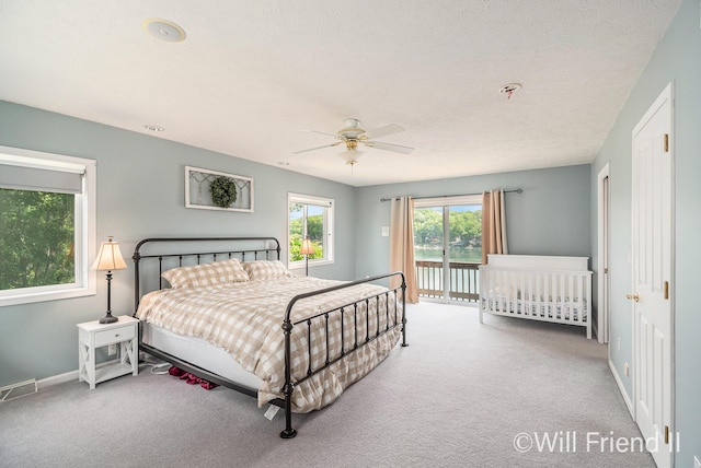 10296 S Lakeside Ridge Rd, Baldwin, MI 49304 - carpeted bedroom with access to outside and ceiling fan