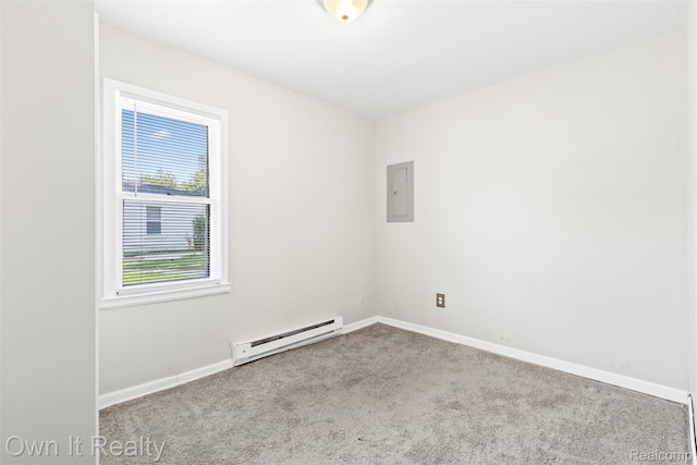 12408 Sarsfield Ave, Clinton Township, MI 48089 - empty room featuring baseboard heating, electric panel, and carpet floors