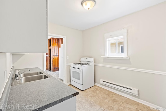 12408 Sarsfield Ave, Clinton Township, MI 48089 - kitchen featuring white appliances and a baseboard radiator