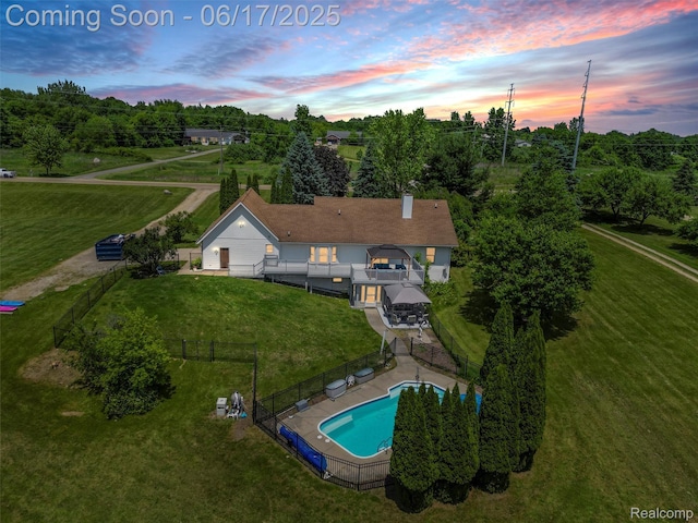 2520 Chilson Meadows Ln, Howell, MI 48843 - aerial view at dusk of view of pool