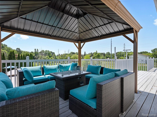 2520 Chilson Meadows Ln, Howell, MI 48843 - deck with an outdoor hangout area and a gazebo