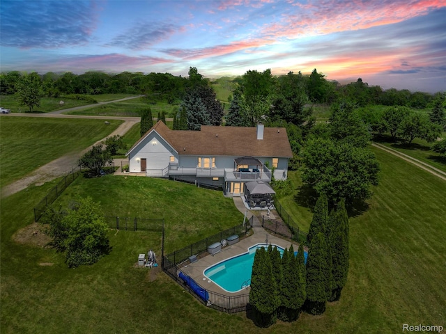 2520 Chilson Meadows Ln, Howell, MI 48843 - aerial view at dusk of view of pool