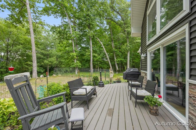 5980 Division St, Newaygo, MI 49337 - deck with view of scattered trees and grilling area