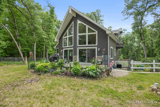 5980 Division St, Newaygo, MI 49337 - view of property exterior with a central air condition unit and a balcony