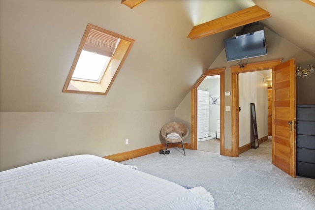 1105 W Genesee St, Frankenmuth, MI 48734 - carpeted bedroom with a skylight and vaulted ceiling