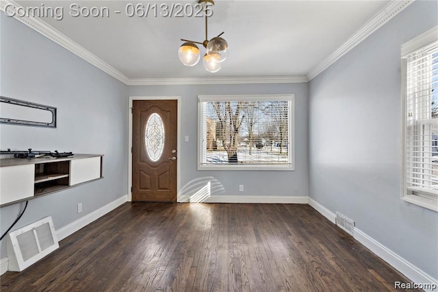 4033 Oakshire Ave, Berkley, MI 48072 - foyer featuring a chandelier, healthy amount of natural light, wood finished floors, and ornamental molding