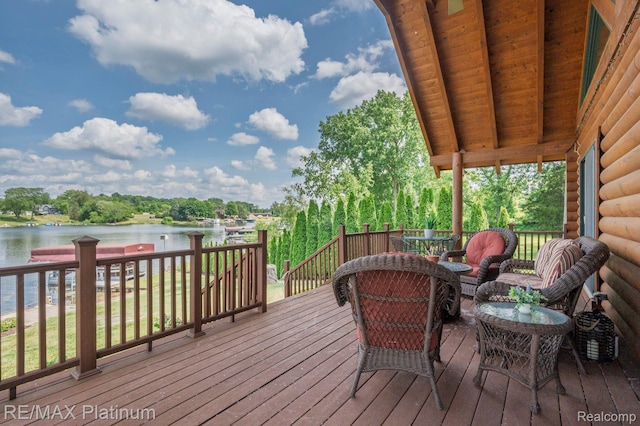 2757 S Hacker Rd, Brighton, MI 48114 - wooden deck with a water view