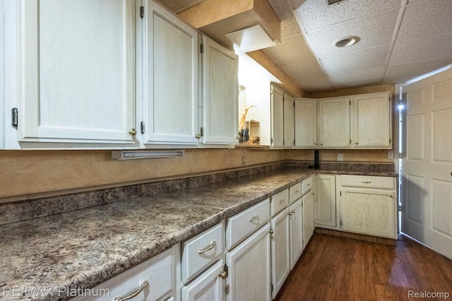 2757 S Hacker Rd, Brighton, MI 48114 - kitchen featuring dark wood-style floors, dark countertops, and a drop ceiling