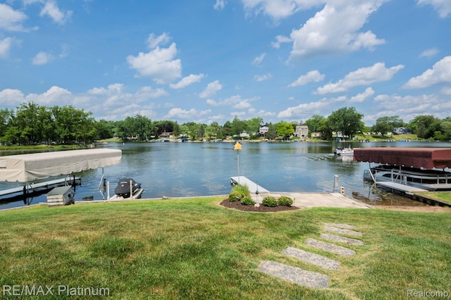 2757 S Hacker Rd, Brighton, MI 48114 - dock area with a water view and a lawn