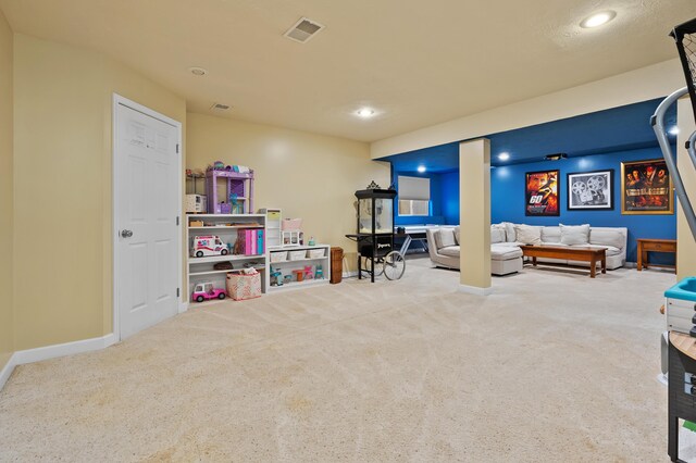 16069 Grazenview St, Schoolcraft, MI 49087 - rec room with carpet floors and recessed lighting