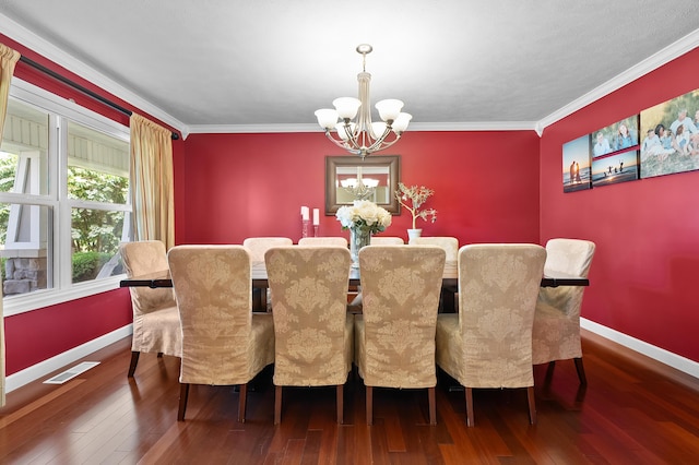 16069 Grazenview St, Schoolcraft, MI 49087 - dining space with a chandelier, wood-type flooring, and ornamental molding