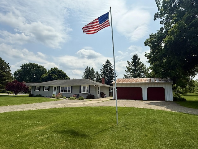 15030 N A Dr N, Marshall, MI 49068 - single story home with driveway, a front yard, and an outdoor structure