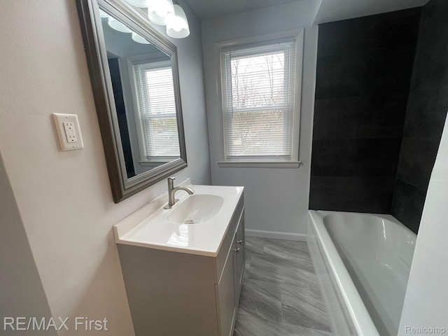 21128 Kenmore Ave, Harper Woods, MI 48225 - full bath with vanity and baseboards