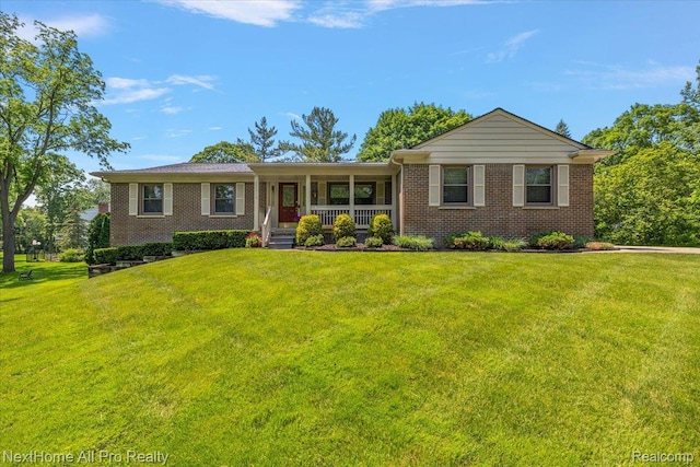 22219 Connemara Dr, Northville, MI 48167 - single story home with brick siding, covered porch, and a front yard