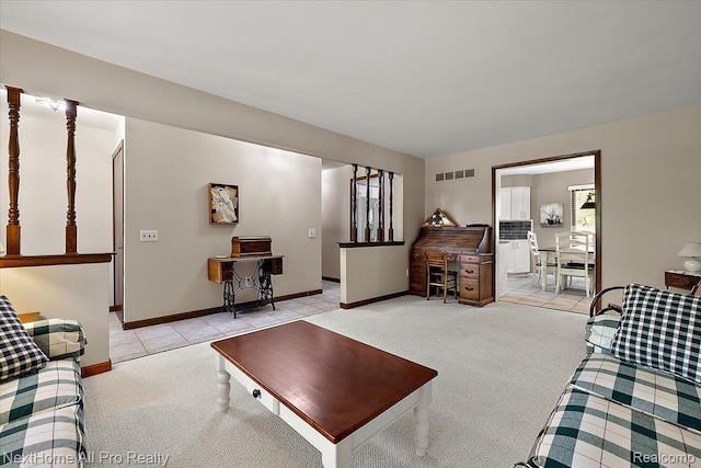 22219 Connemara Dr, Northville, MI 48167 - living area with light colored carpet and light tile patterned flooring