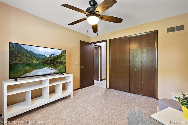 22219 Connemara Dr, Northville, MI 48167 - carpeted bedroom with a closet and a ceiling fan