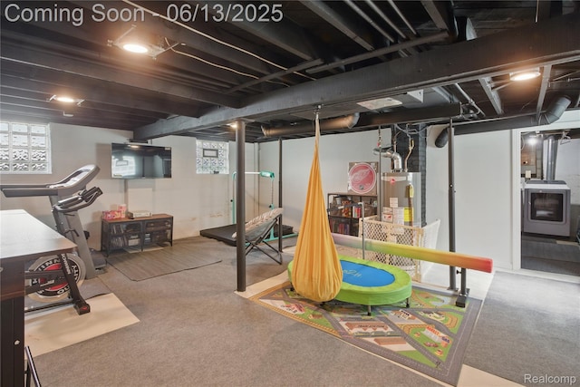 1390 W Blvd, Berkley, MI 48072 - below grade area with washer / clothes dryer, carpet floors, and water heater