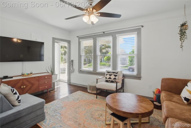 1390 W Blvd, Berkley, MI 48072 - living room with wood finished floors and a ceiling fan