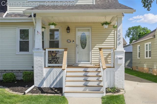 1390 W Blvd, Berkley, MI 48072 - doorway to property with a shingled roof and covered porch