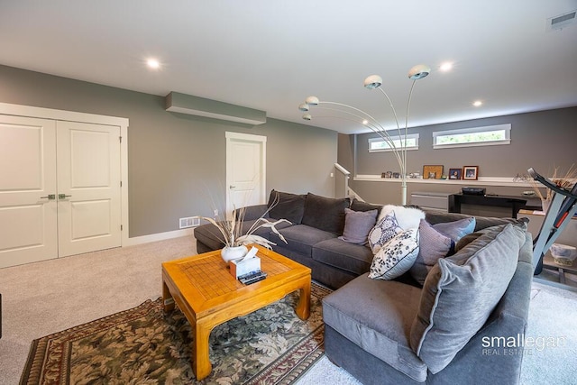 6853 Loggers Ridge Run SE, Caledonia, MI 49316 - living room featuring carpet flooring and recessed lighting