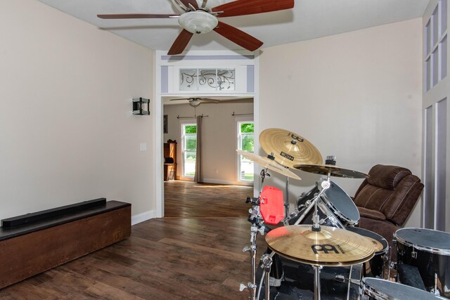 185 Race St, Constantine, MI 49042 - living area with wood finished floors and ceiling fan