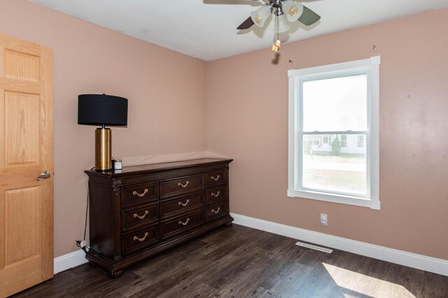 185 Race St, Constantine, MI 49042 - bedroom featuring dark wood-style floors, multiple windows, and ceiling fan