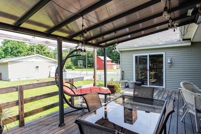 185 Race St, Constantine, MI 49042 - wooden terrace with a lawn