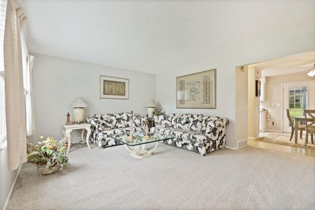 429 Zehnder Dr, Frankenmuth, MI 48734 - living area with carpet floors and a ceiling fan