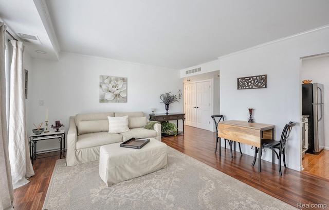411 S Old Woodward Ave Unit 1007, Birmingham, MI 48009 - living room with wood finished floors and crown molding