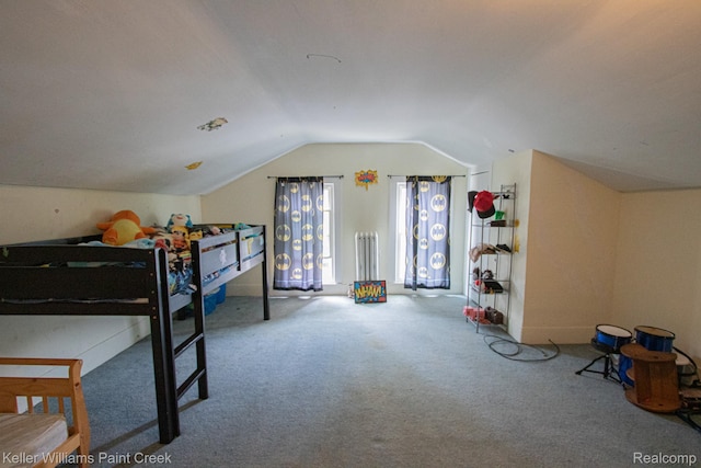 235 E Saint Clair St, Almont, MI 48003 - bedroom featuring carpet floors and vaulted ceiling