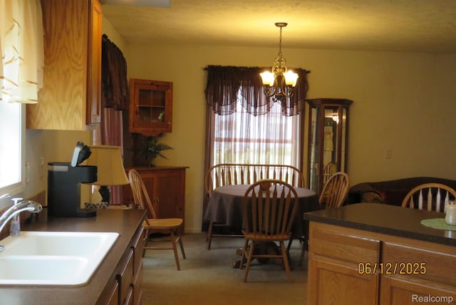 10571 Baraga St, Taylor, MI 48180 - dining room with a chandelier and light carpet