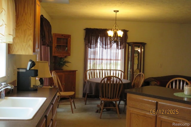 10571 Baraga St, Taylor, MI 48180 - dining area featuring a chandelier and light colored carpet
