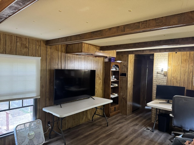 1321 Ziggy Rd, Farwell, MI 48622 - office with wooden walls and dark wood finished floors