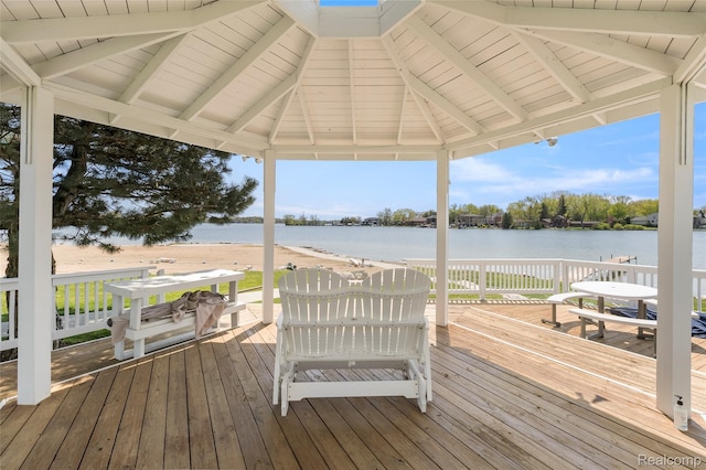 3565 Port Cove Dr Unit 68, Waterford, MI 48328 - deck with a water view and a gazebo