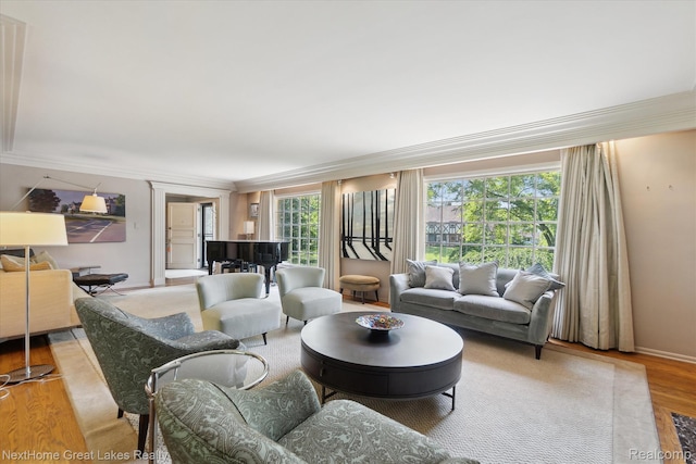 1831 Hampden Rd, Flint, MI 48503 - living room featuring ornamental molding and wood finished floors