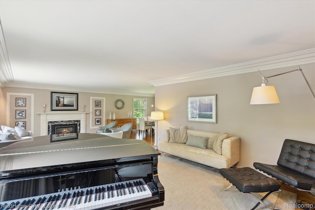 1831 Hampden Rd, Flint, MI 48503 - living room with ornamental molding and a fireplace